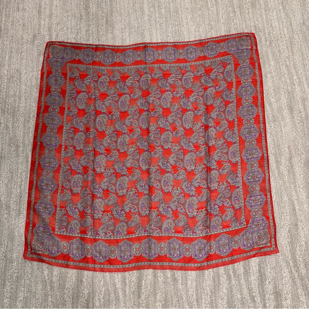 Vintage JP Collections Made In Italy Multicolor Paisley Square Scarf 34”x34.5”